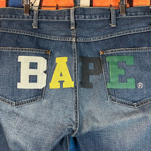 A Bathing Ape Bape Blue Denim Shorts Size 7