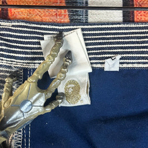 Bape Bananas Pinstriped Jean Shorts Size 38”