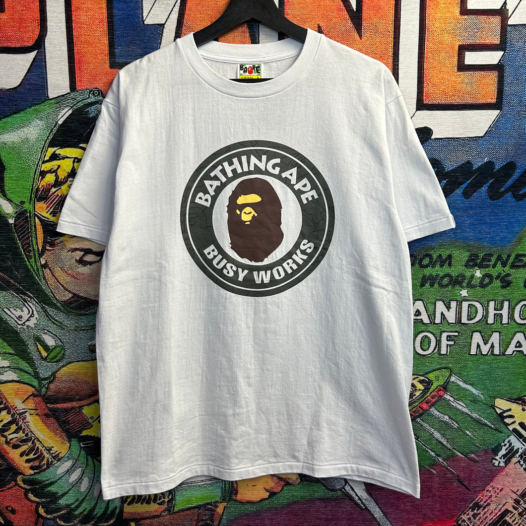 Bape Busy Works Camo Circle Logo Tee Size Large – Area52houston