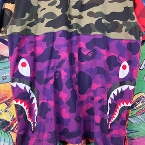 Bape Mix Crazy Camo Relaxed Side Shark Polo Size L