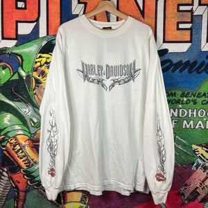 Harley Davidson 2007 Logo Graphic L/S White Tee Size 2XL