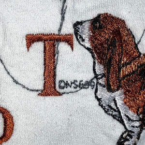 Vintage 90s Basset Hound Embroidered Art Tee Size Lg