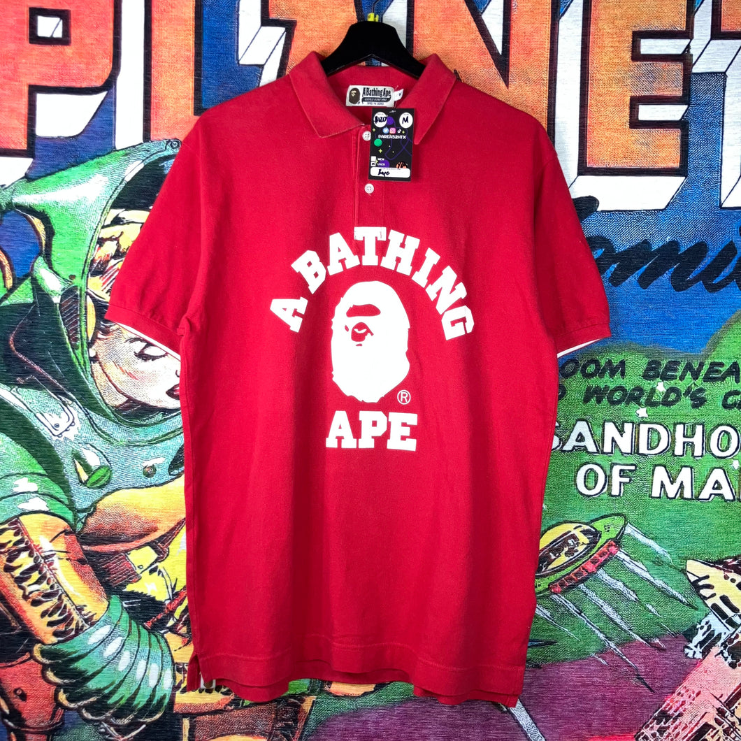 Bape Red Polo Shirt Size M