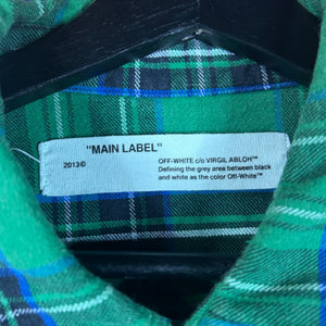 Off White Green Painted Flannel Shirt Size XS