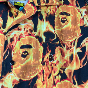 Bape Flame Open Collar Shirt Size XL