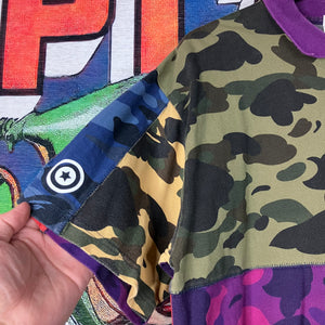 Bape Mix Crazy Camo Relaxed Side Shark Polo Size L