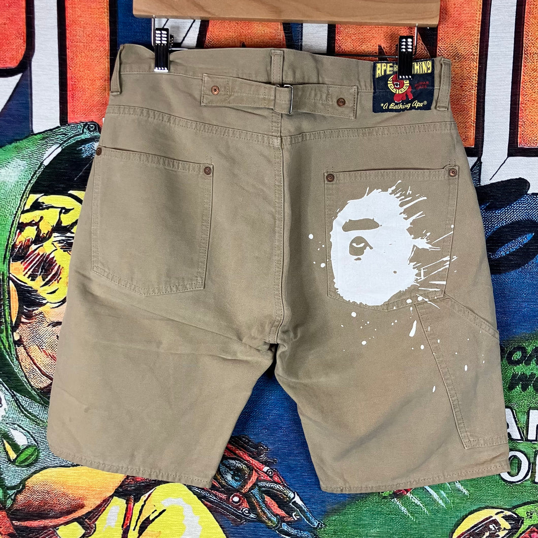 Bape Ape Head Paint Splatter Work Shorts Size S