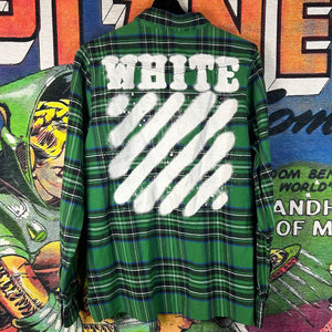 Off White Green Painted Flannel Shirt Size XS