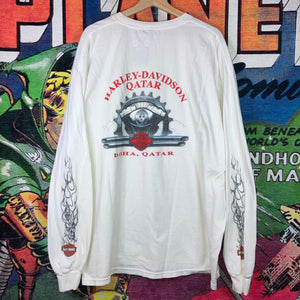 Harley Davidson 2007 Logo Graphic L/S White Tee Size 2XL