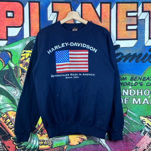 Y2K Harley Davidson Flag Sweatshirt Size Medium