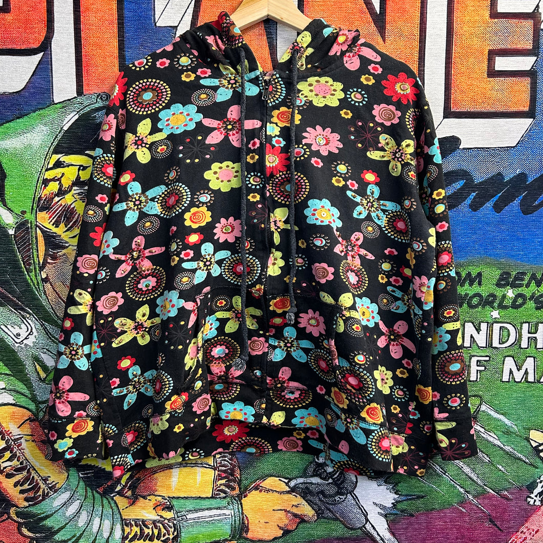 Y2K Flower Zip Up Jacket Size XL Womens